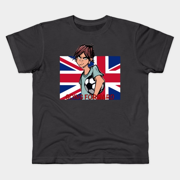 British football soccer going forward Kids T-Shirt by Coop Art